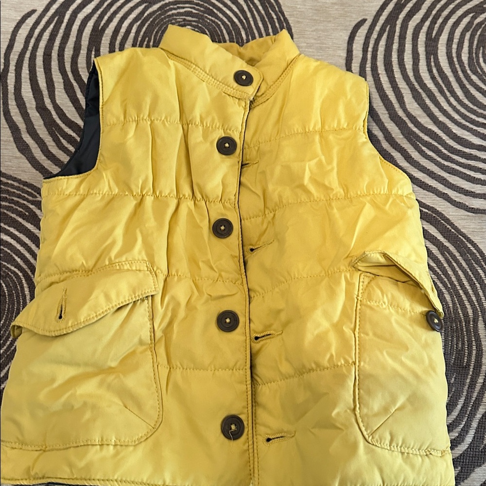 Yellow Puffer Vest with Button Closure
